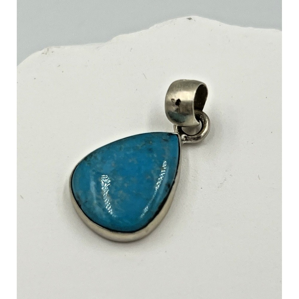 Kingman Turquoise Sterling Silver .925 Teardrop Pendant NWOT
